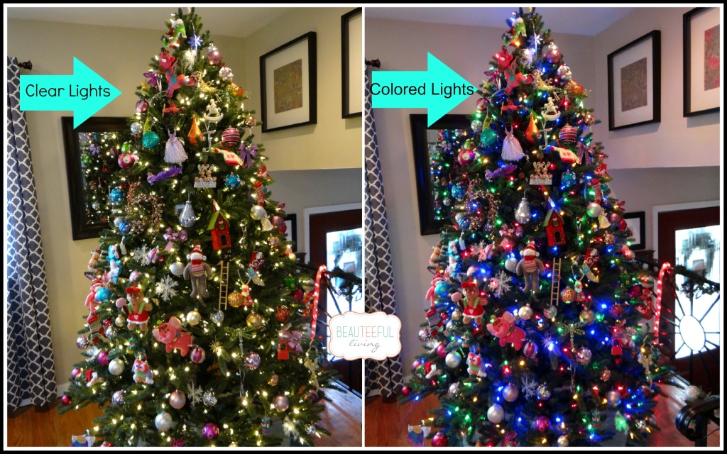 Decorated Tree with clear and colored lights