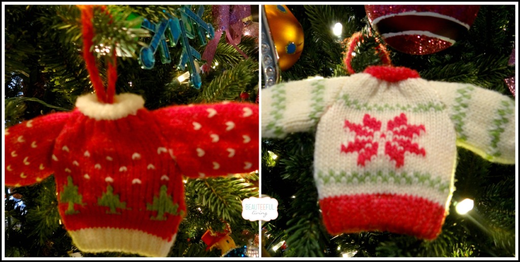 Ugly sweater ornaments