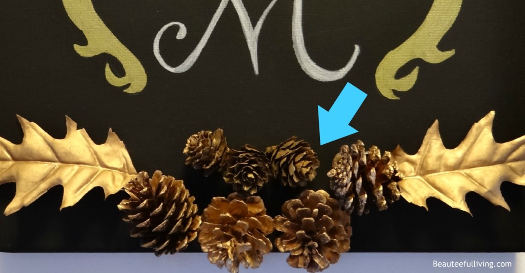 Glue leaves and pinecones