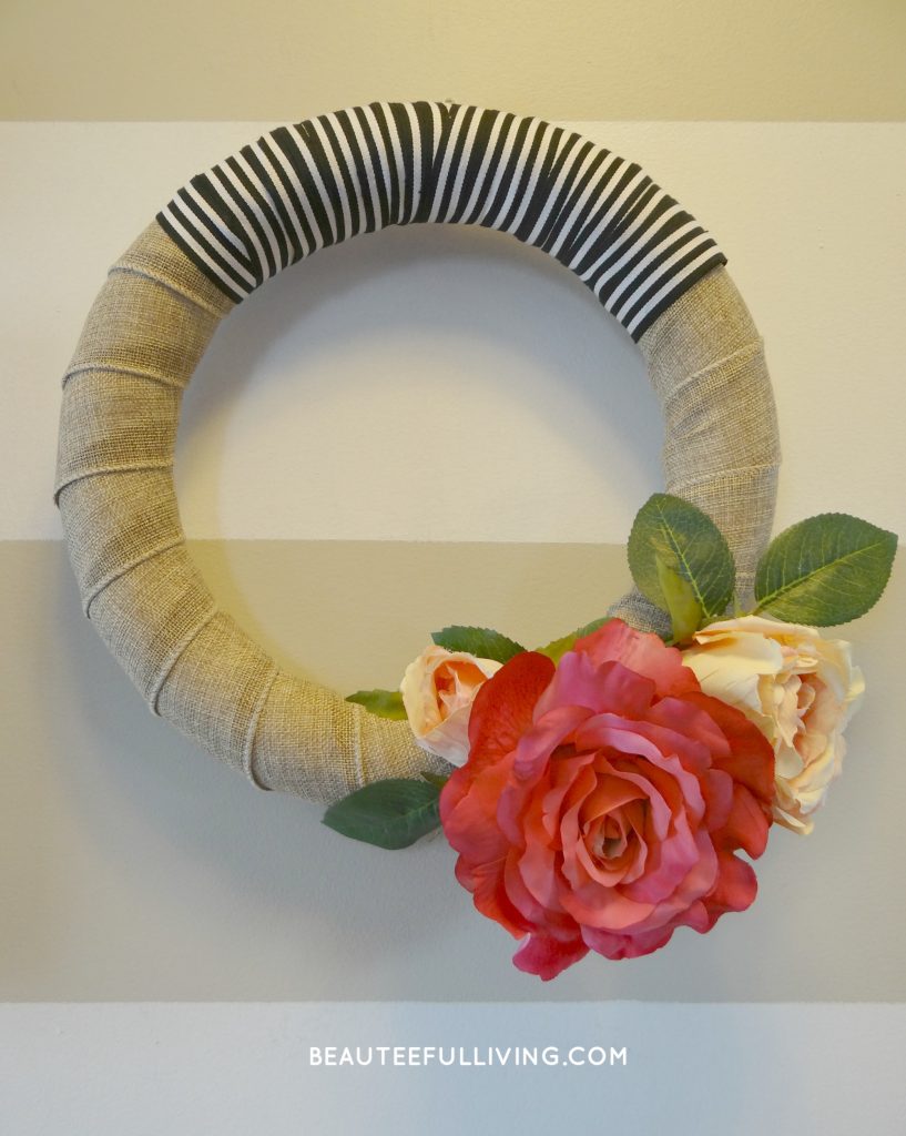 Modern Rose Bloom Wreath on wall