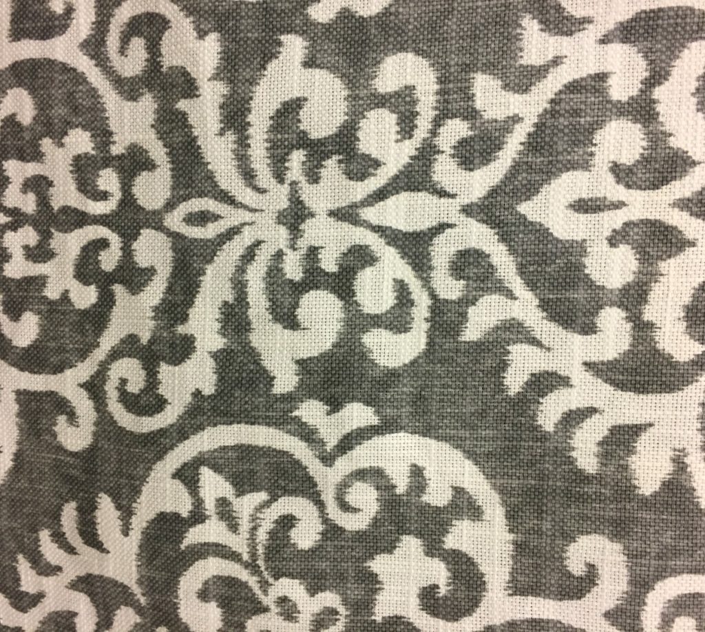 Gray and white damask fabric