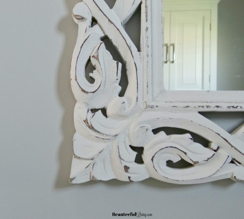 Floral white washed mirror
