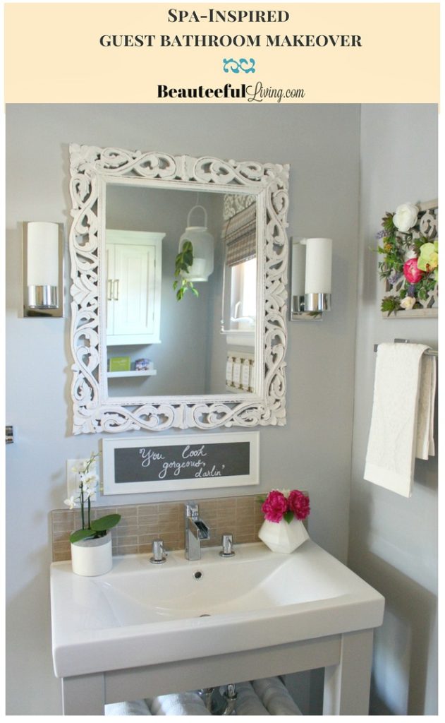 Spa Inspired Guest Bath Makeover Pin - Beauteeful Living