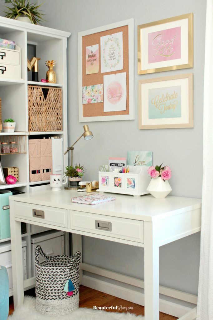 Glam Home Office Desk Styling - Beauteeful Living