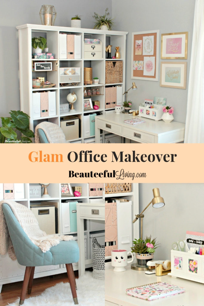 Glam Chic Modern Office Makeover - Beauteeful Living 