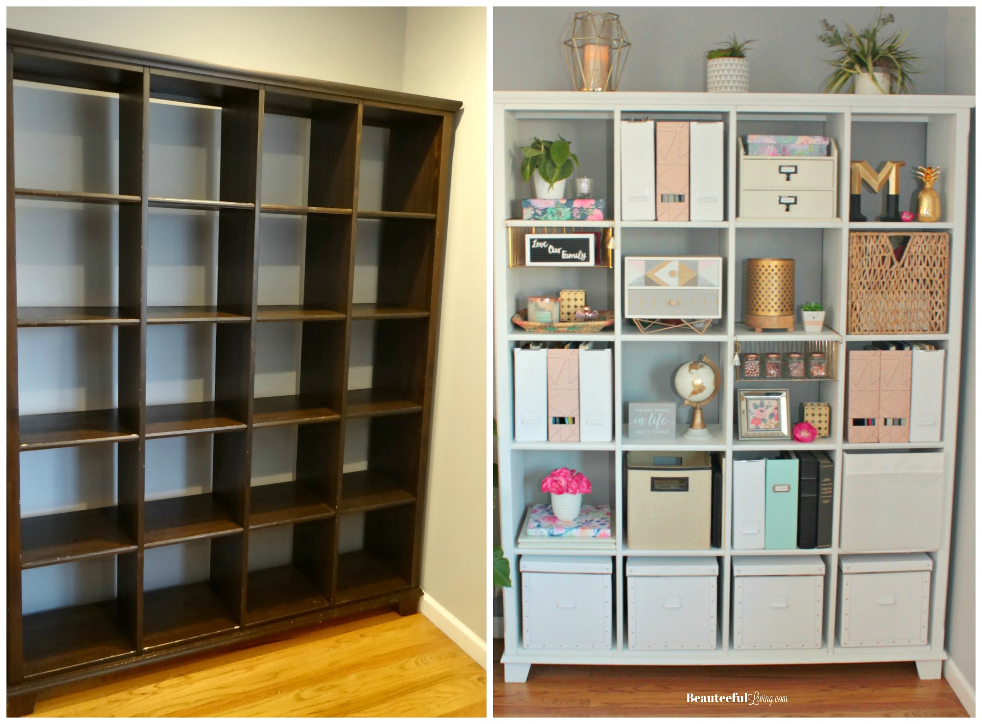 Repainting Bookshelf White - Beauteeful Living