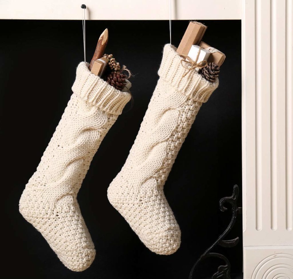 White Knit Christmas Stockings